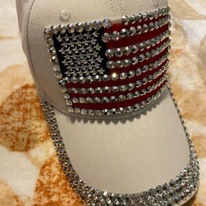 Sparkling Rhinestone Flag Cap